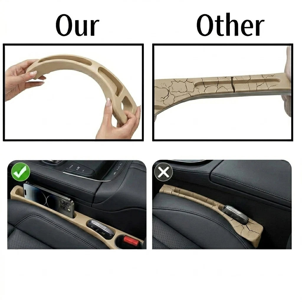 2X Beige Car Seat Gap Filler for Universal Fit (Interior Storage)