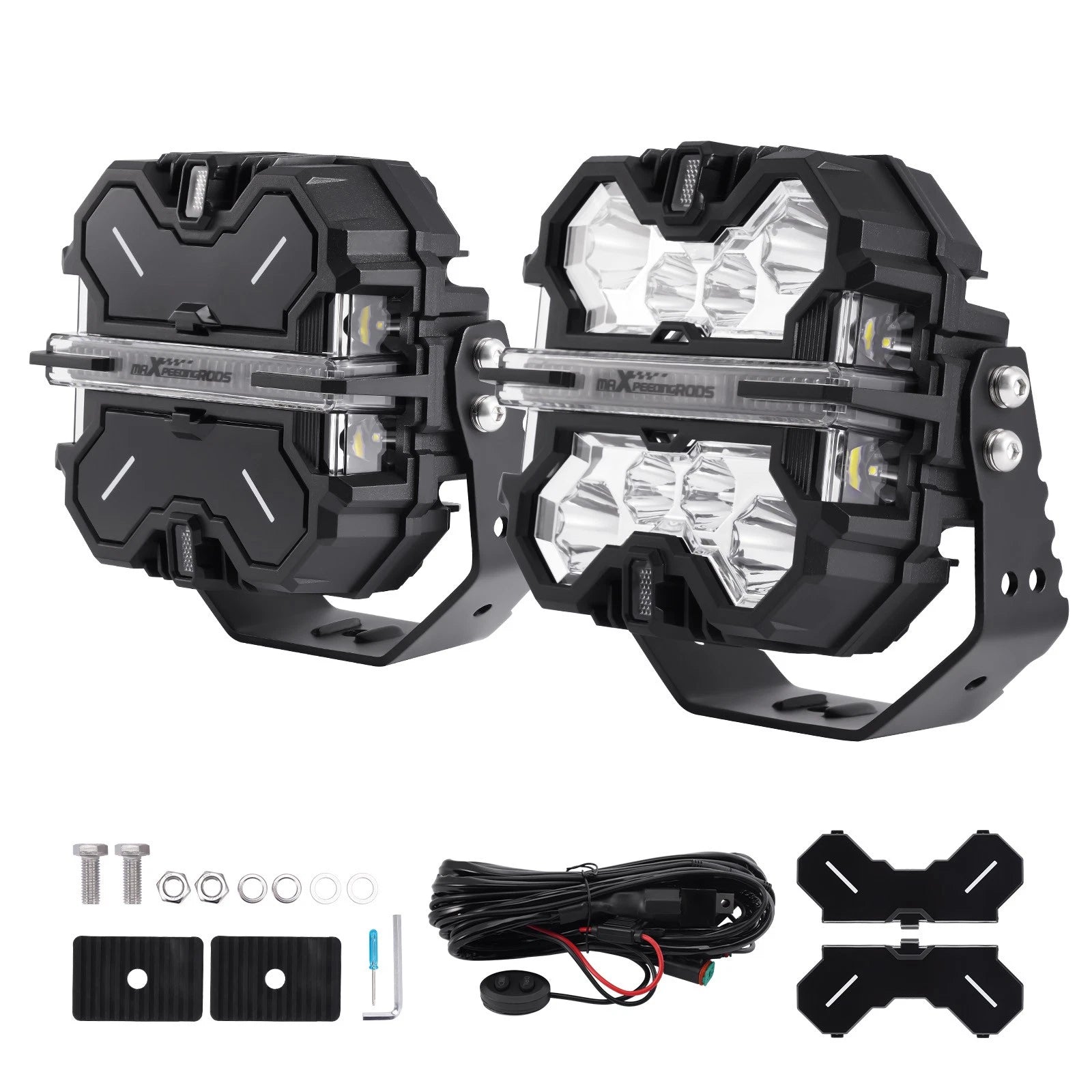 7 Inch Square LED Offroad Lights for Universal Vehicles (252W)