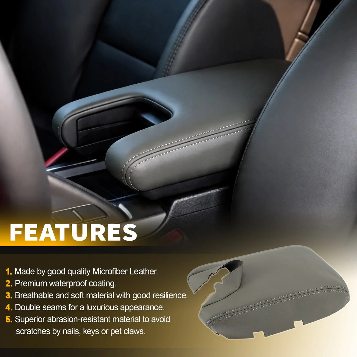 Leather Console Lid Armrest Cover for Acura TL (2009–2014) Grayish Beige