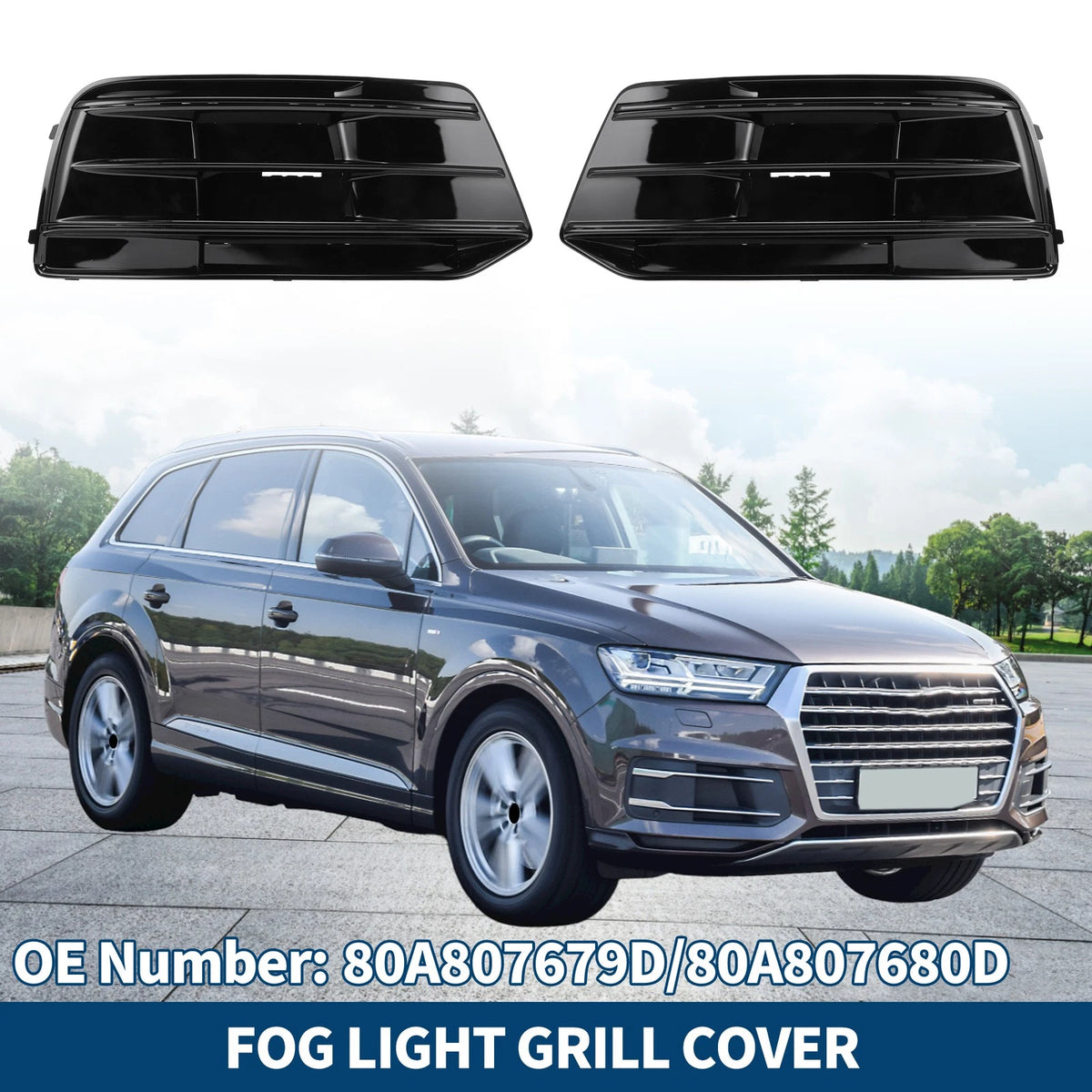 Front Fog Light Grill Pair for Audi Q5 (2018–2022)