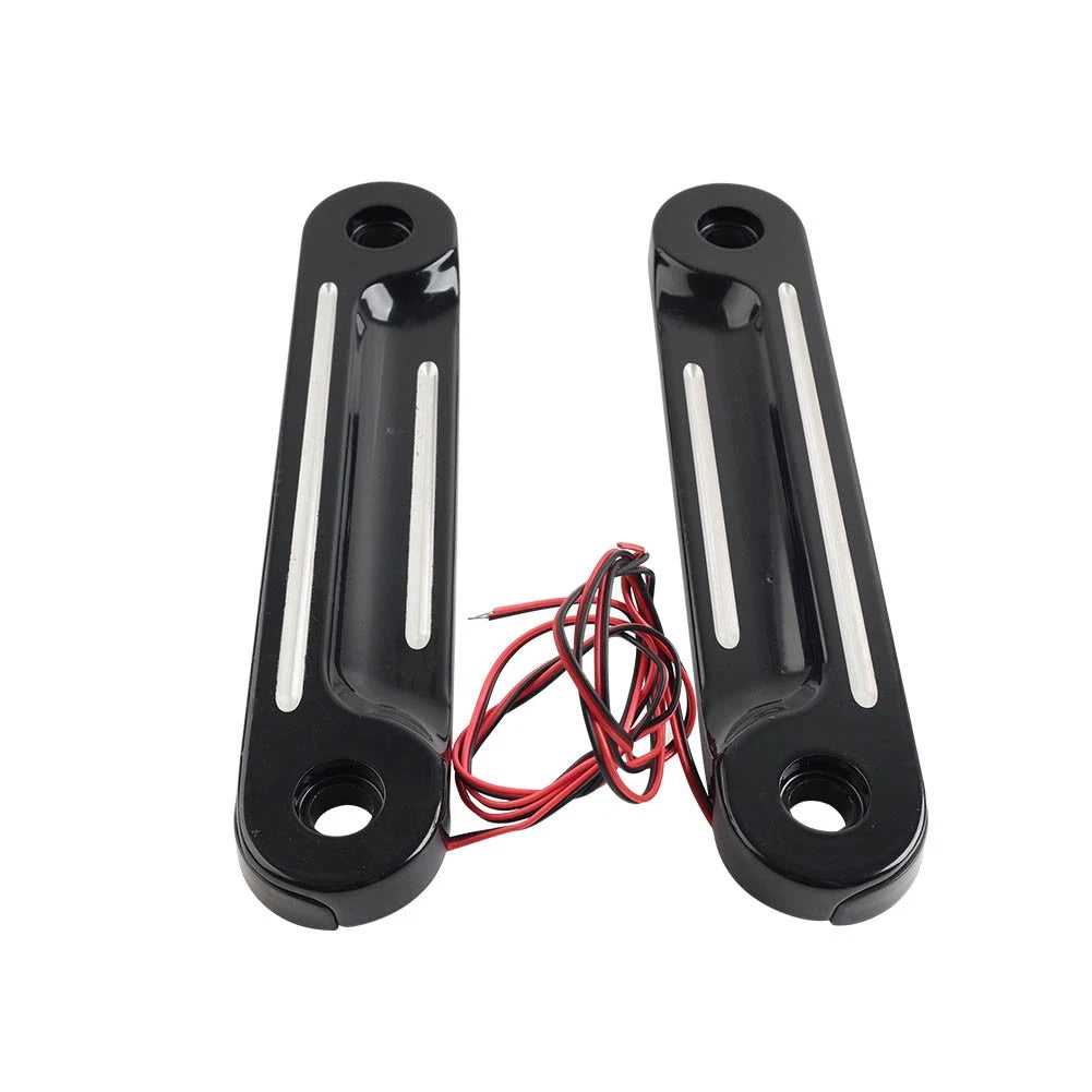 Front LED Flush Fork Turn Signals Brackets Black For Harley Street Glide 2pcs
