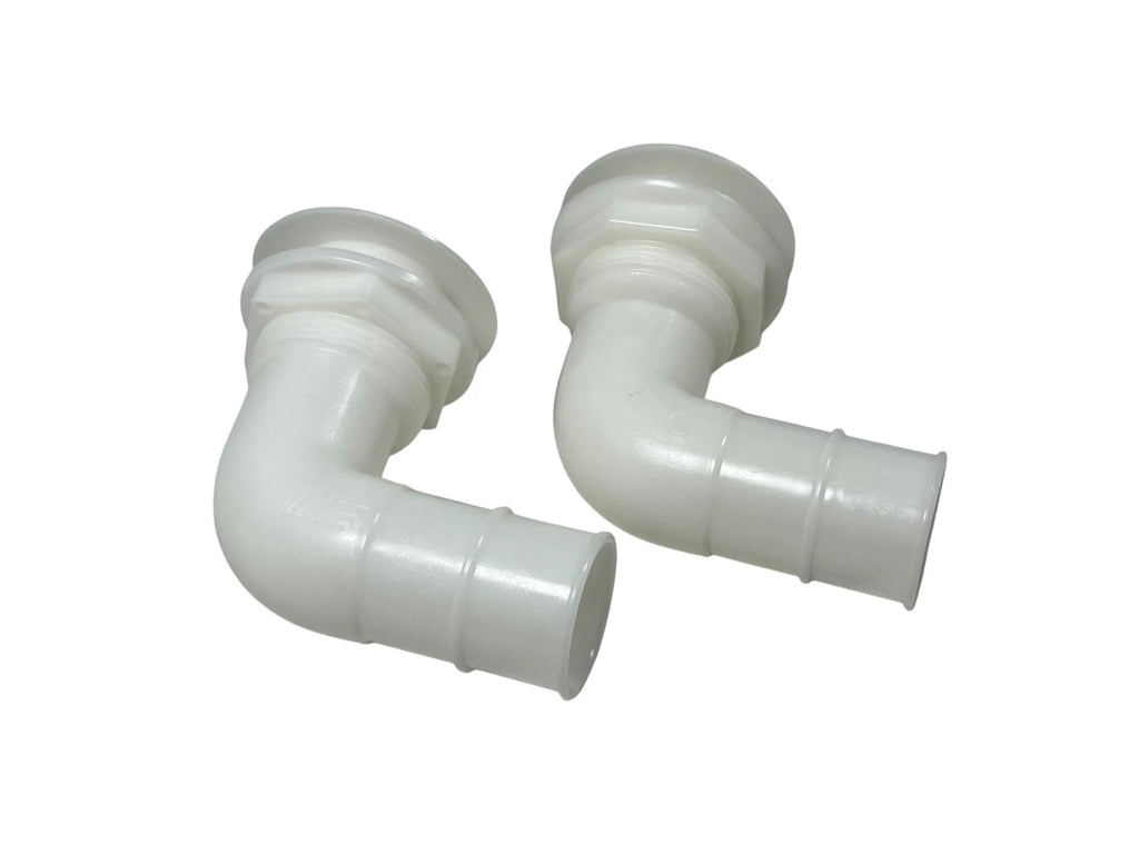 2X 90 Degree Plastic Thru Hull for Boat (1.5in, White)