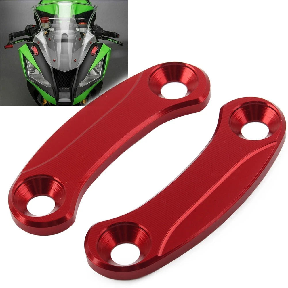 Red Rearview Mirror Block Off Base Plates for Kawasaki Ninja400 (2018–2021)