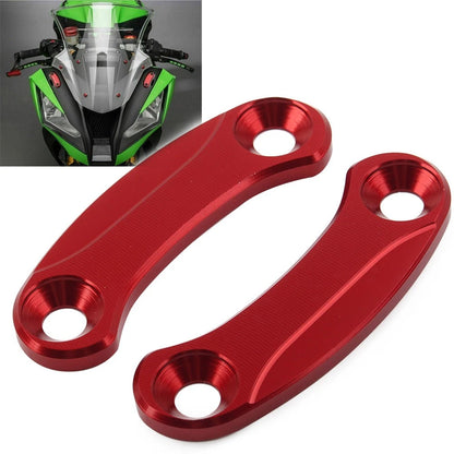 Red Rearview Mirror Block Off Base Plates for Kawasaki Ninja400 (2018–2021)