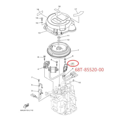 68T‑85520‑00 Ignition Coil for Yamaha Outboard Motor Replacement