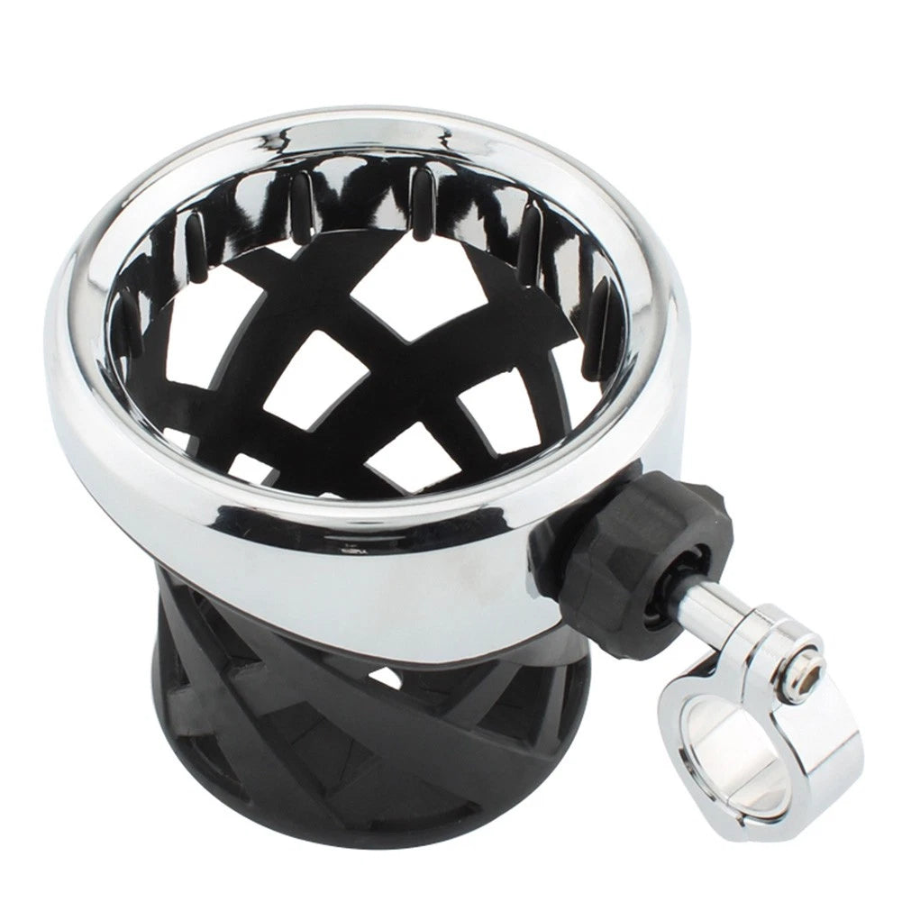 Chrome Drink Cup Holder for Motorcycle 7/8"-1" (22-25mm) Handlebars