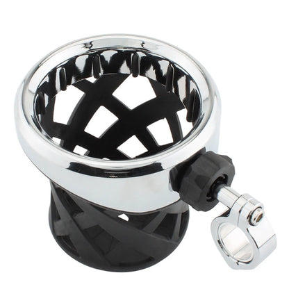 Chrome Drink Cup Holder for Motorcycle 7/8"-1" (22-25mm) Handlebars