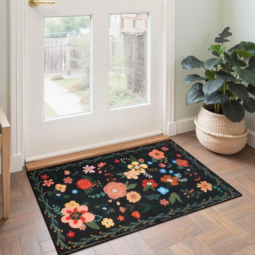 Washable Plush Doormat Floral Pattern for American Style (40x60cm)