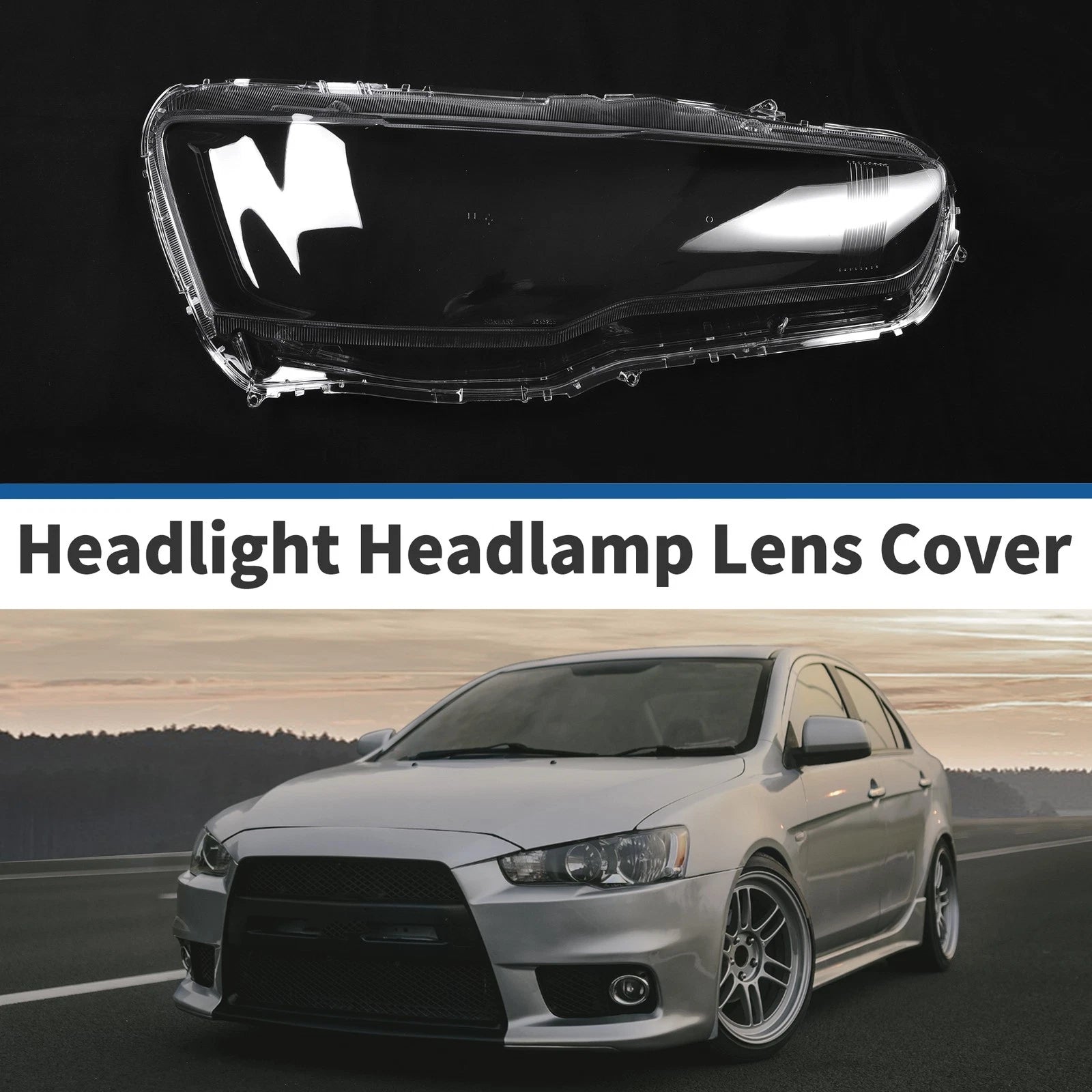 Headlight Lens Cover Front Right for Mitsubishi Lancer (2008–2016)