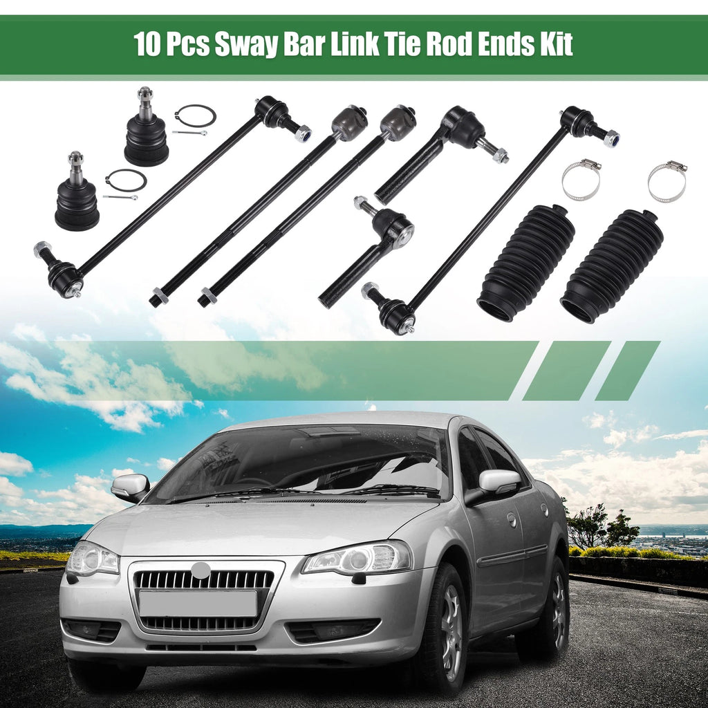 10pc Front Inner Outer Tie Rod End Kit for Dodge Grand Caravan (2005–2016)