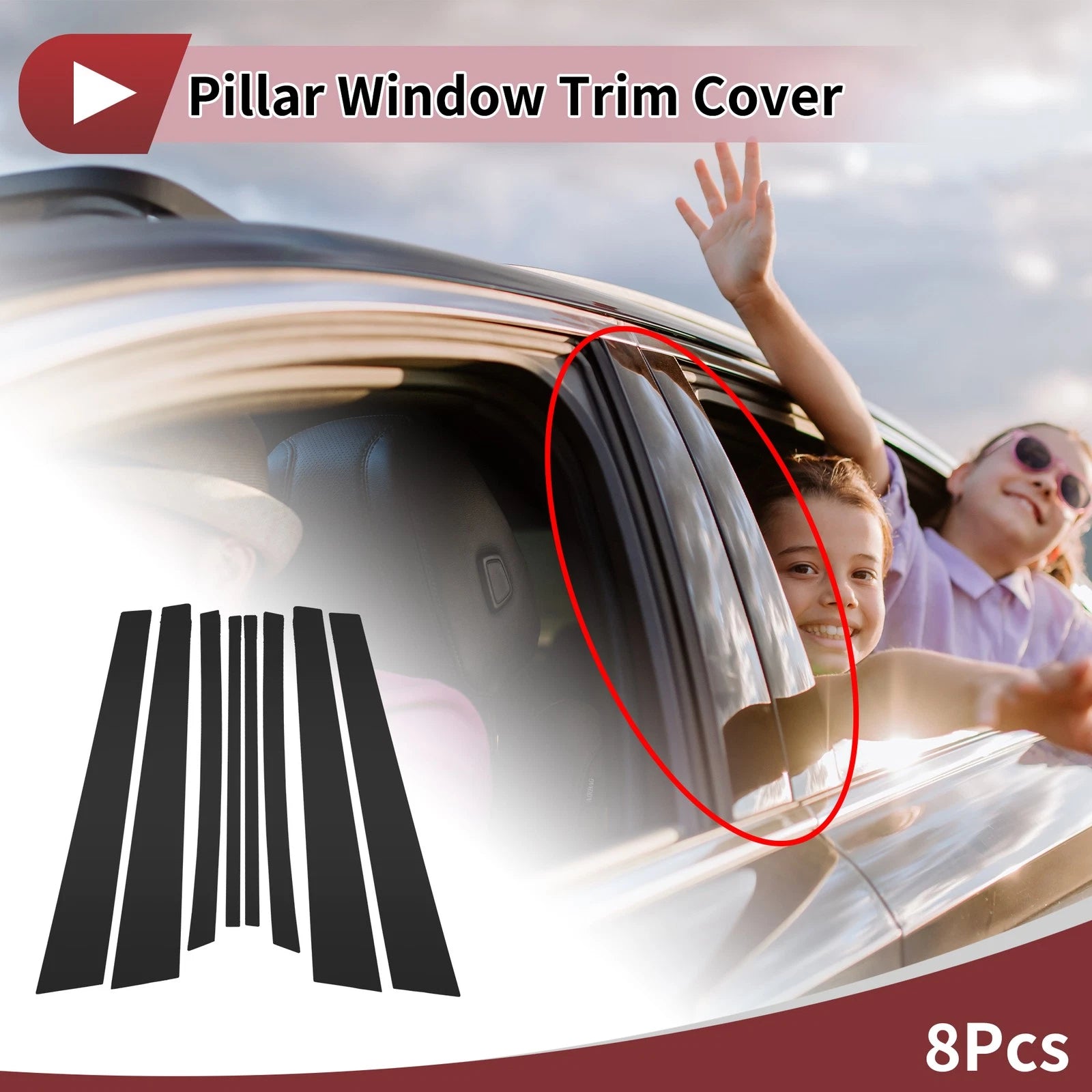 Door Pillar Window Trim for Toyota RAV4 (2001–2005) Black Front Rear Left Right