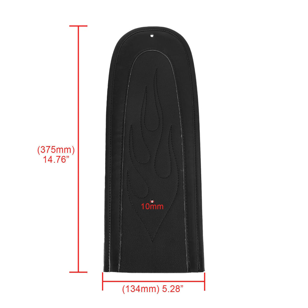 Rear Seat Fender Bib for Harley Dyna Super Glide (T9) - Black Flame Stitch PU Leather