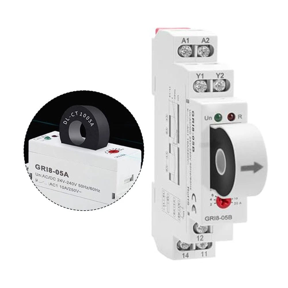 AC DC Current Relay 24V 240V for Motor Control with LED and DIN Rail Mount