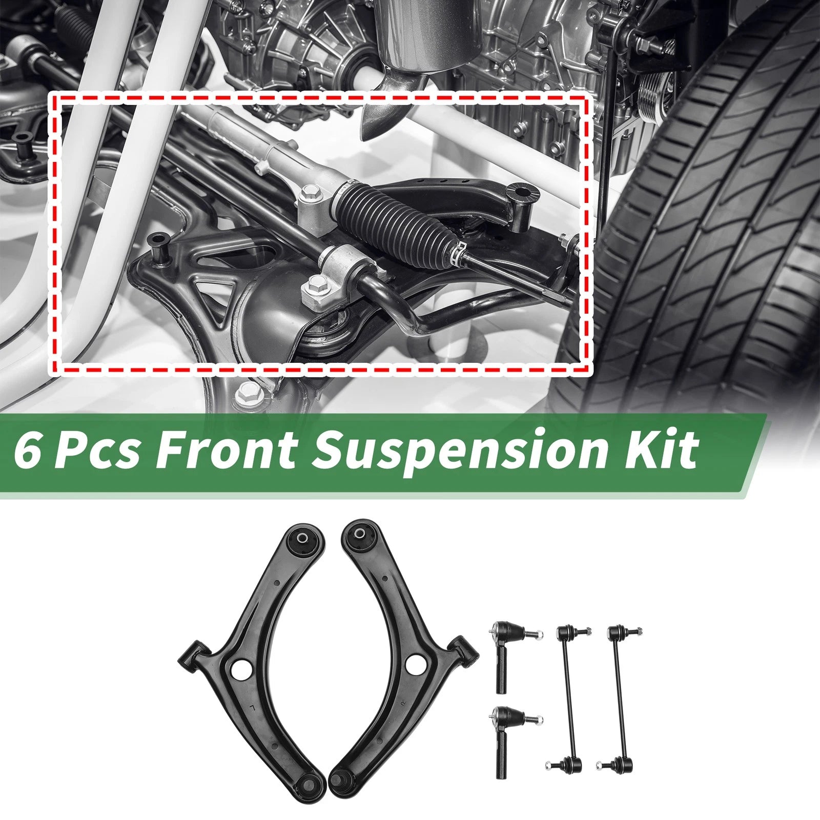 6 Pc Front Lower Control Arms Replacement for Jeep Compass (2007–2014)