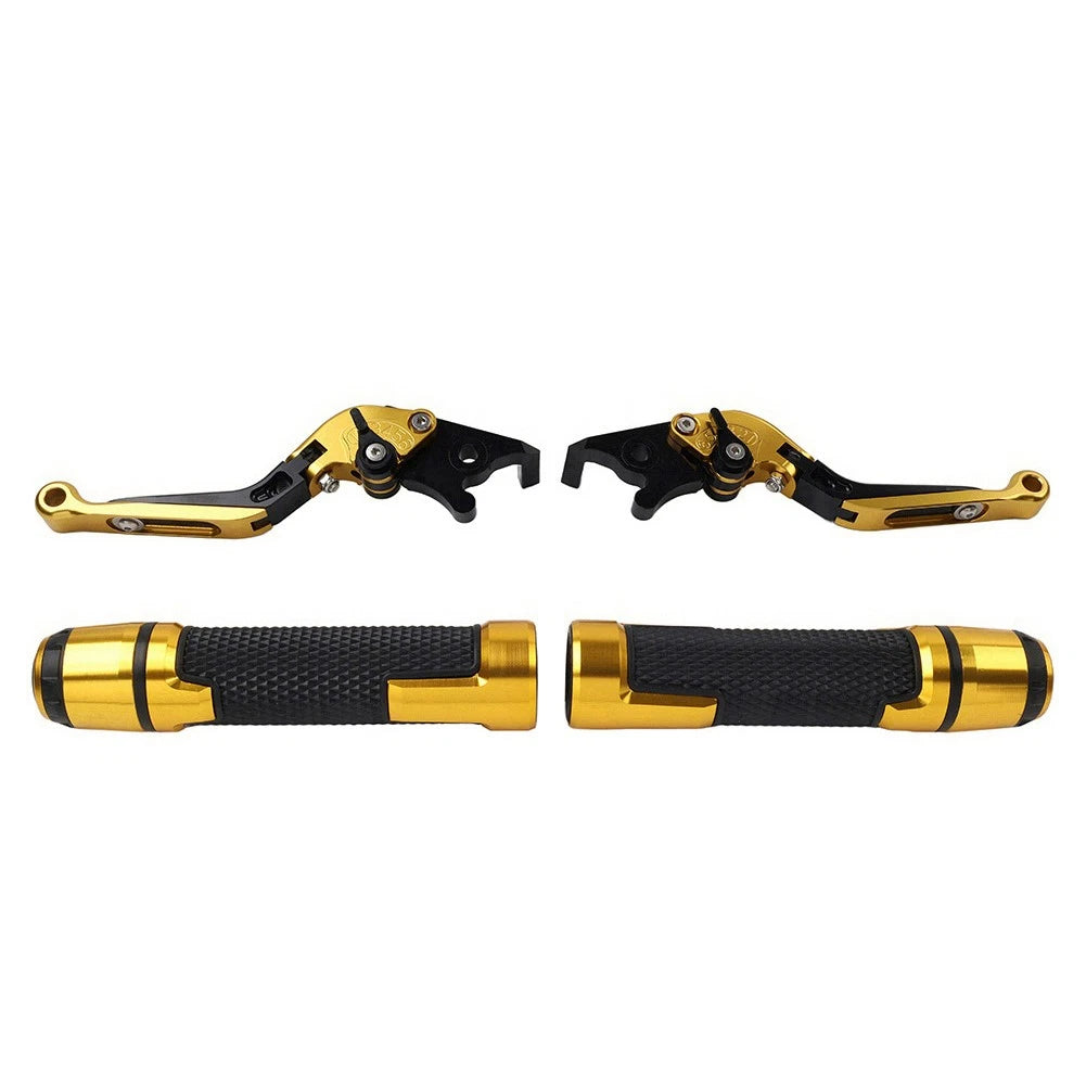 CNC Brake Clutch Levers Handlebar Grips Set for Yamaha YZF R1 (2009–2014) Gold