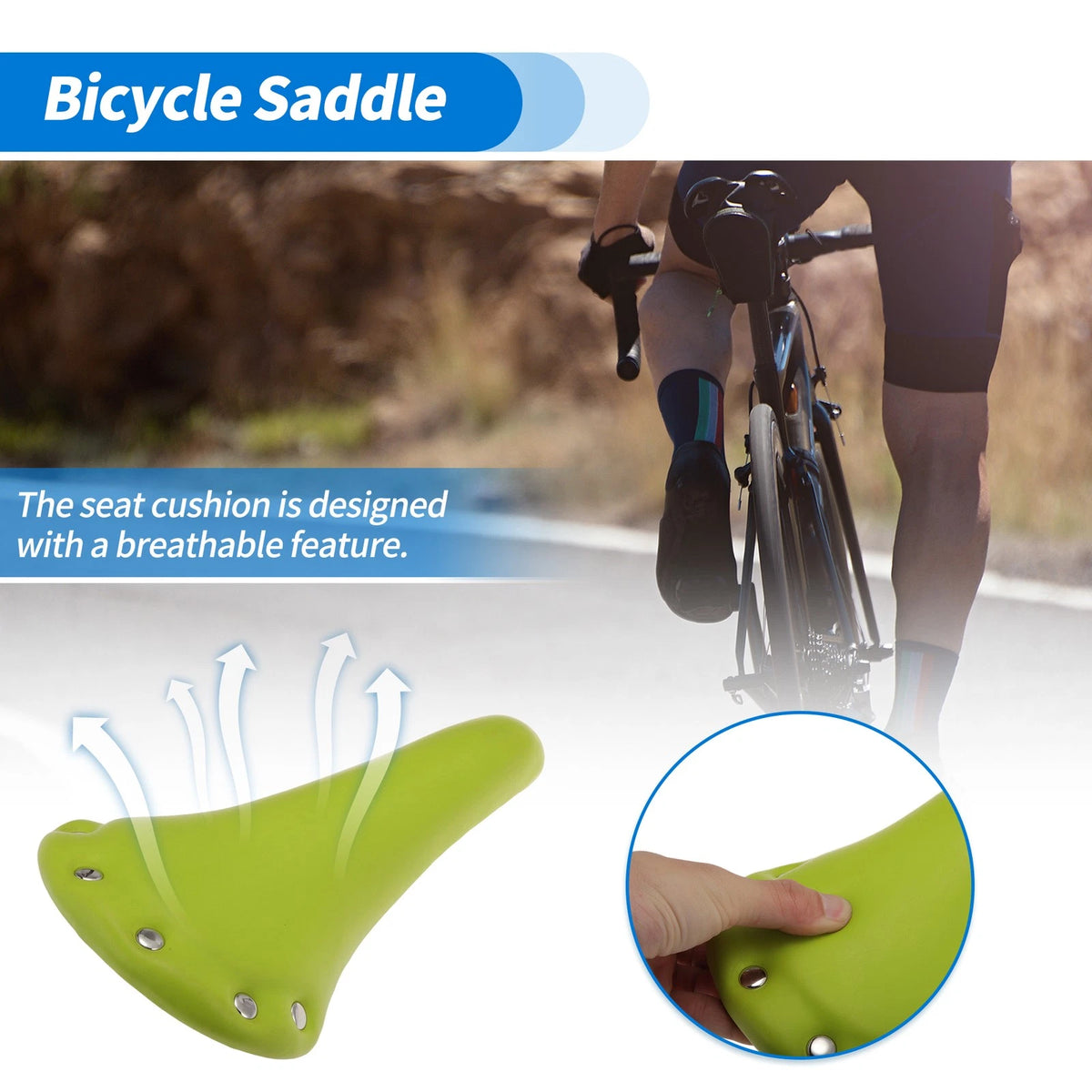 Bike Seat Cushion for Bicycle (Waterproof, Comfortable, Green)