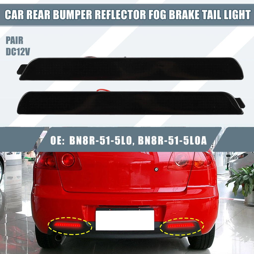 2PCS Smoked Rear Bumper Reflector LED Brake Light for Mazda 3 (2005–2009)