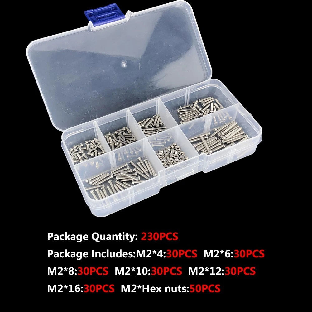 230pcs M2 Screw and Nut Assortment Kit