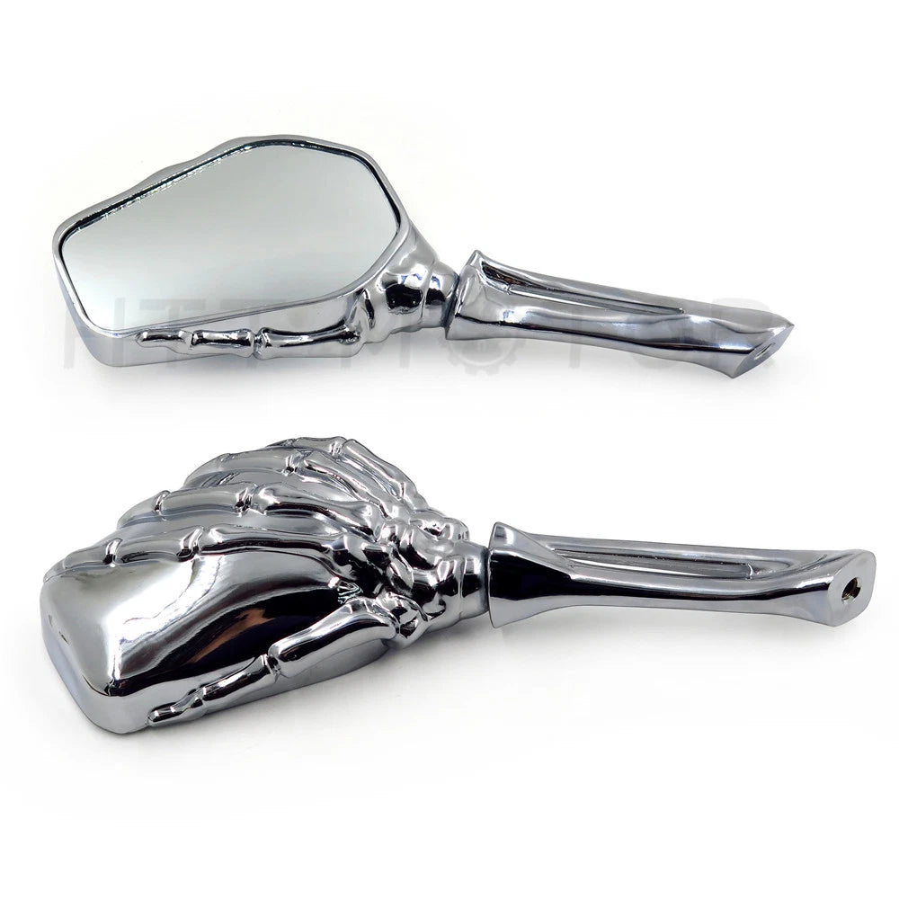 Chrome Skull Skeleton Hand Side Rearview Mirrors for Harley Davidson