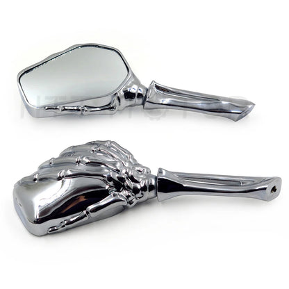 Chrome Skull Skeleton Hand Side Rearview Mirrors for Harley Davidson