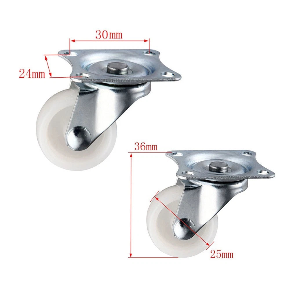Set of 4 Swivel Casters for Strollers and Warehouses - White/Silver