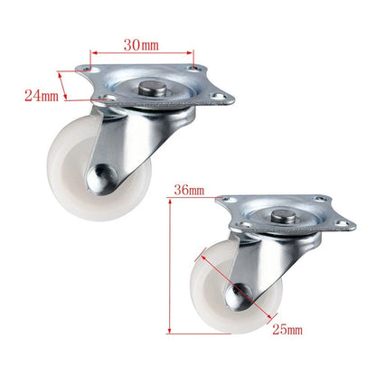 Set of 4 Swivel Casters for Strollers and Warehouses - White/Silver