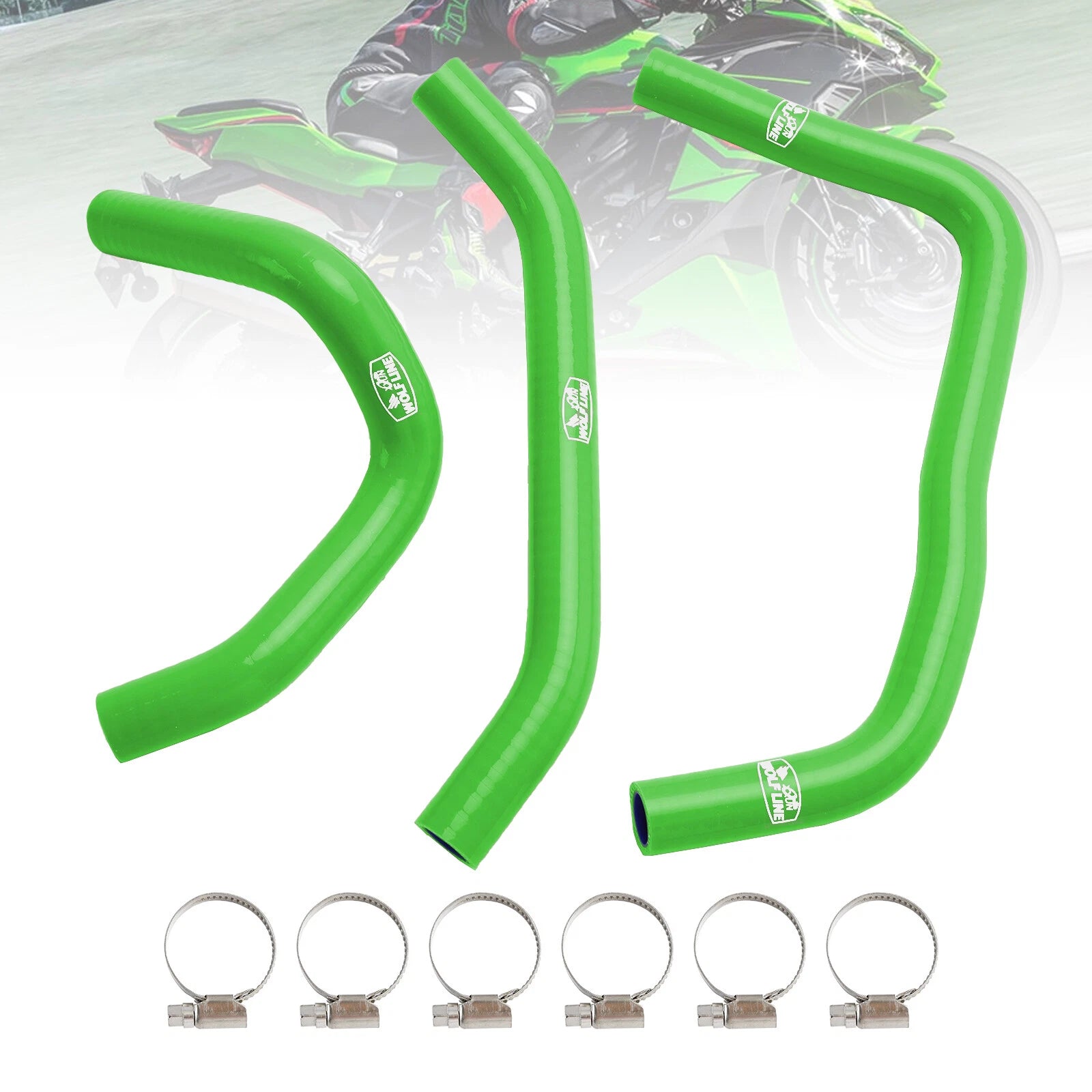 Silicone Radiator Coolant Hose Kit for Kawasaki ZX4R ZX-4RR (2023–2024) Green T9