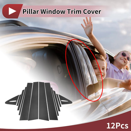12 Pcs Door Pillar Window Trim Carbon Fiber Replacement for Toyota Corolla (2019–2024)