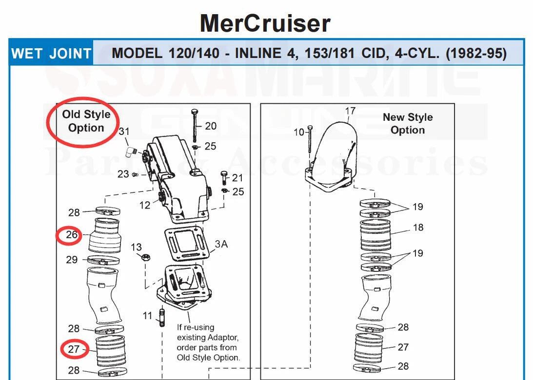 Exhaust Bellow for MerCruiser 120 140 Sterndrive (70981A3, 32-90949T)