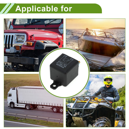 Set of 1 Auto Relay 2 Pins 12V 120A for Car (Waterproof, Black)