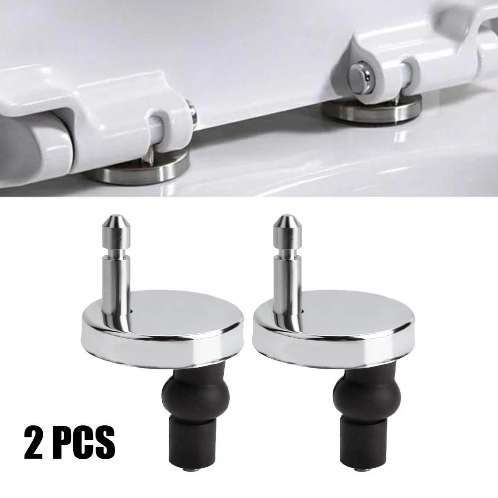 2X Heavy Duty Toilet Seat Hinges Black & Silver Quick Release