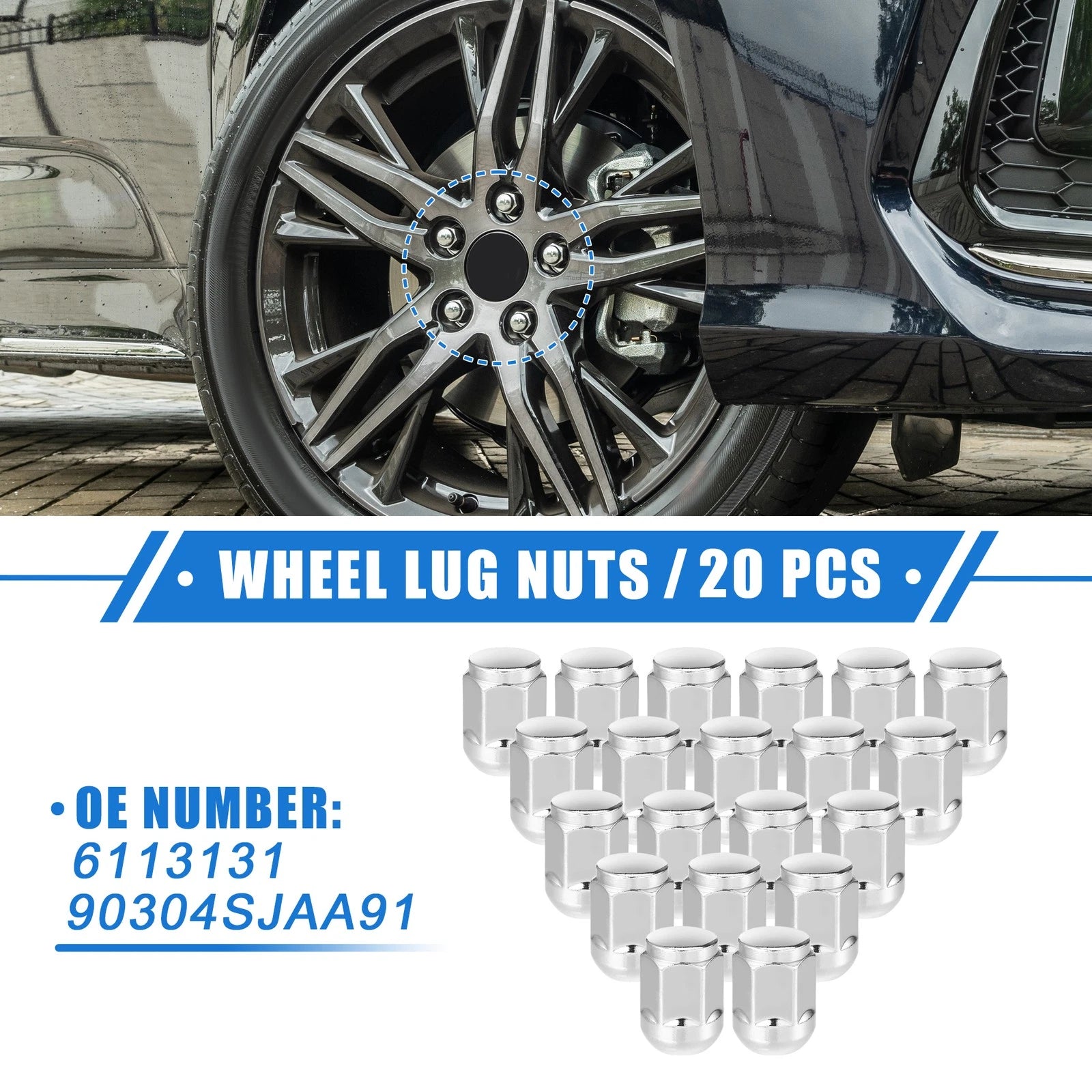 20 Pcs Wheel Lug Nuts M14x1.5 Replacement for Honda Civic (2017–2021)