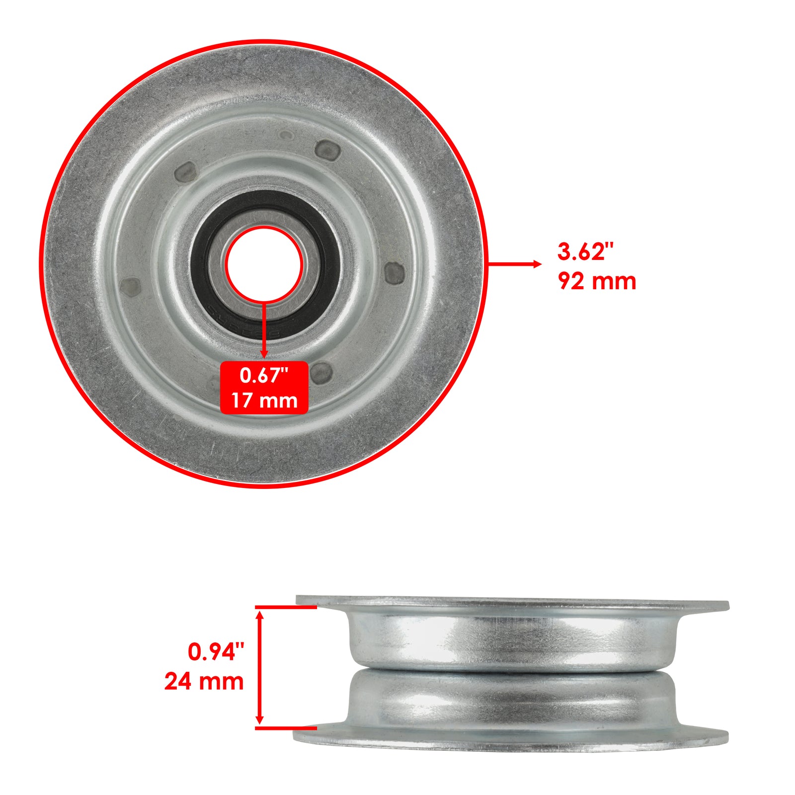 Deck Flat Idler Pulley 42 48 in for John Deere E100 E110 E120 (2010–2021)