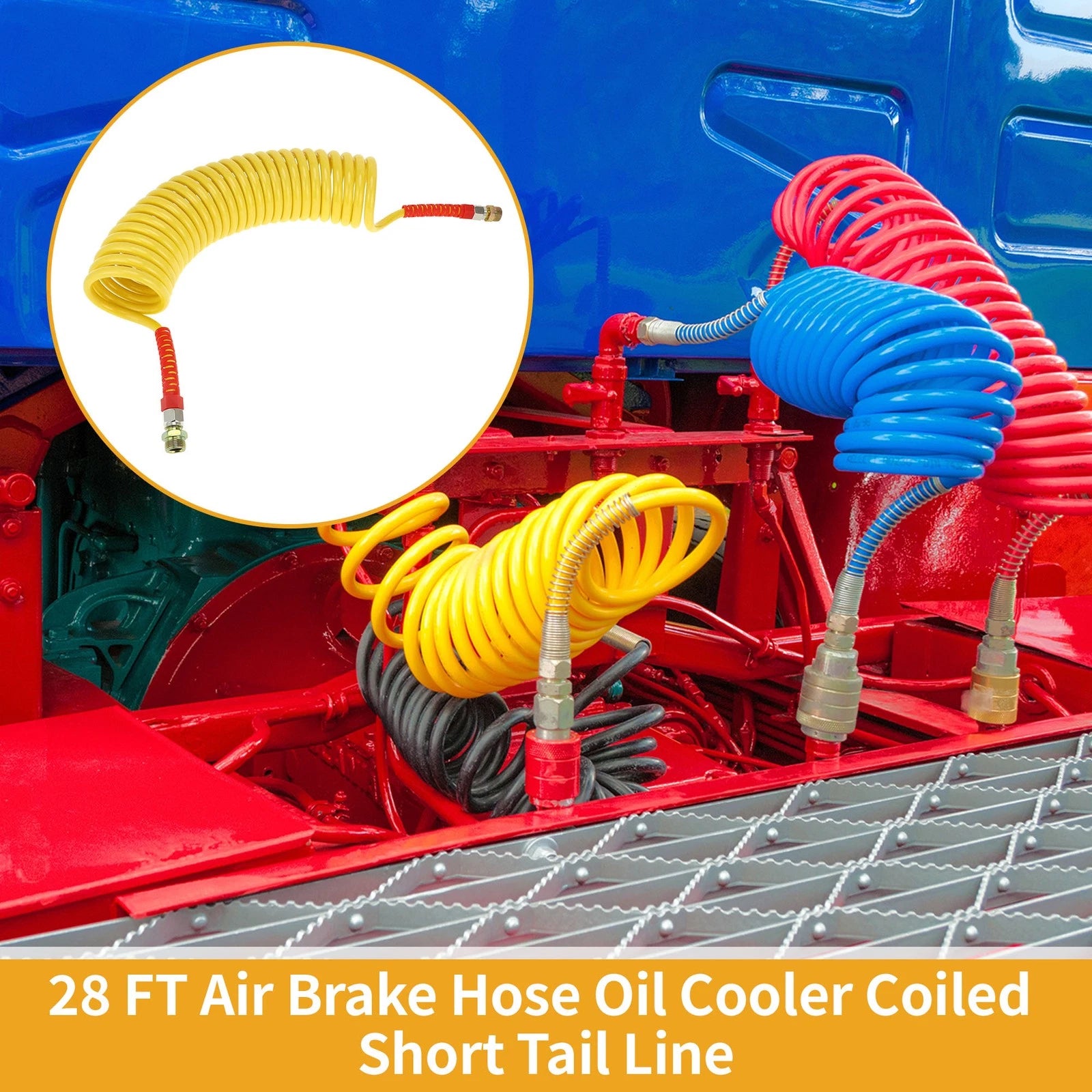 28 FT Air Brake Hose for Coiled Short Tail Line (Universal)