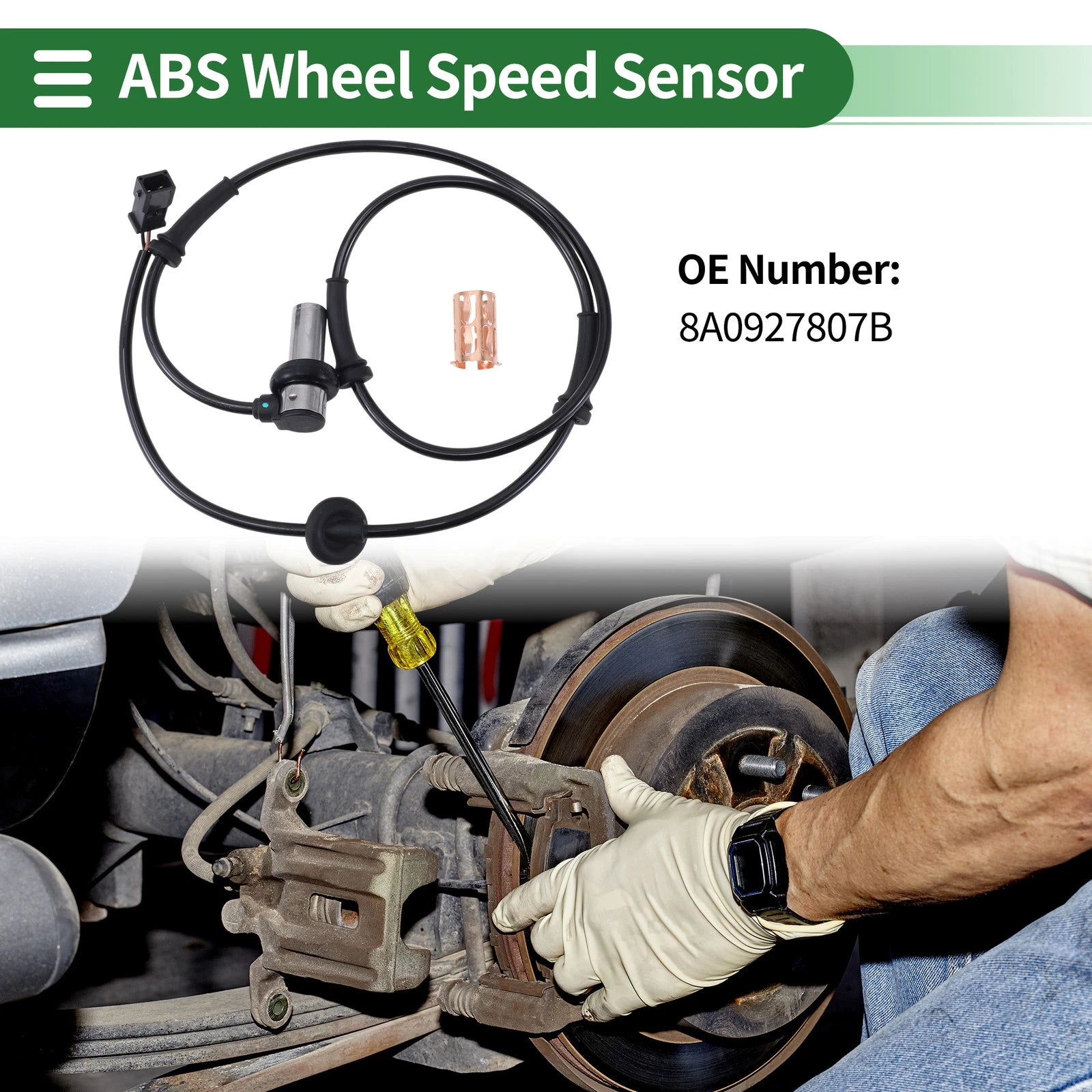 ABS Wheel Speed Sensor No. 8A0927807B, V10721237 for Audi 90 (1991–1995)