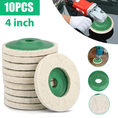 10X 100mm Wool Buffing Angle Grinder Wheel Felt Polishing Disc Pad