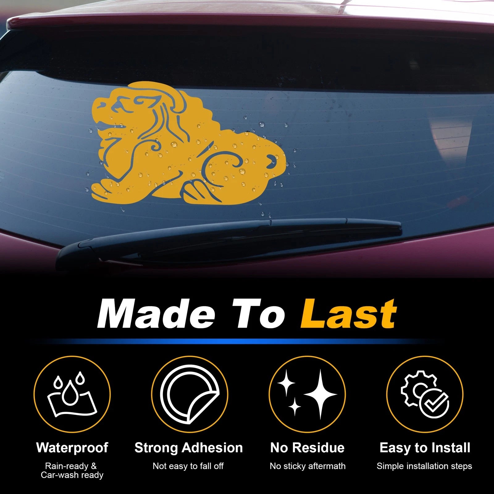 Reflective Bumper Decal for - Yellow Lion Dance