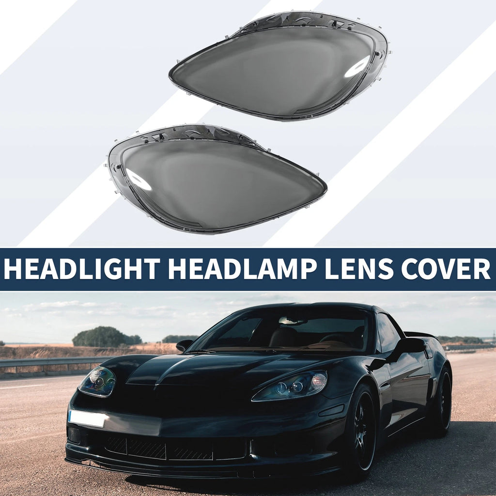 Headlight Lens Cover Pair Front Left Right for Chevrolet Corvette C6 (2005–2013)