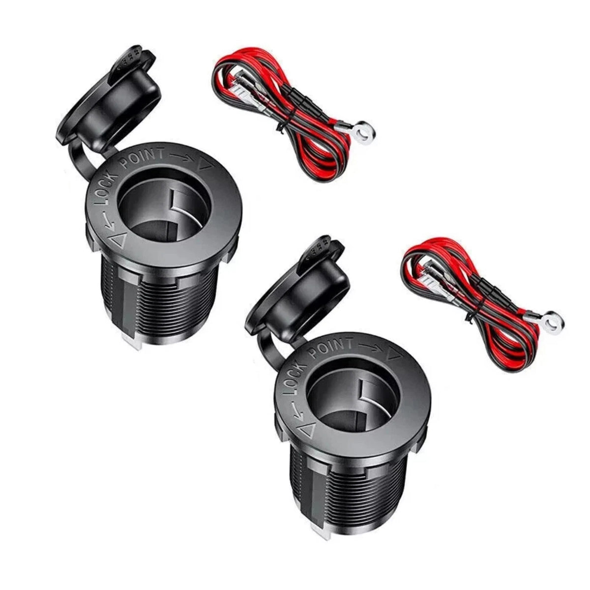 2 Sets Cigarette Lighter Socket Waterproof Dust Cap for Motorcycle Car