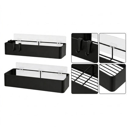 Shower Shelf Set of 2 Black Rustproof Iron No Drilling Required