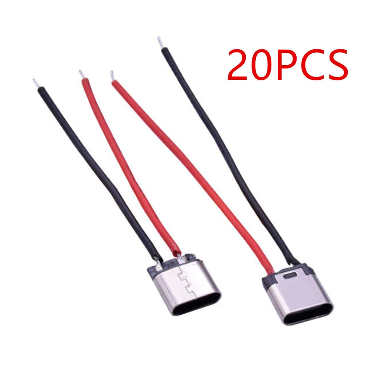 20-Pack USB Type-C 2Pin Welding Wire Female Connector Cable