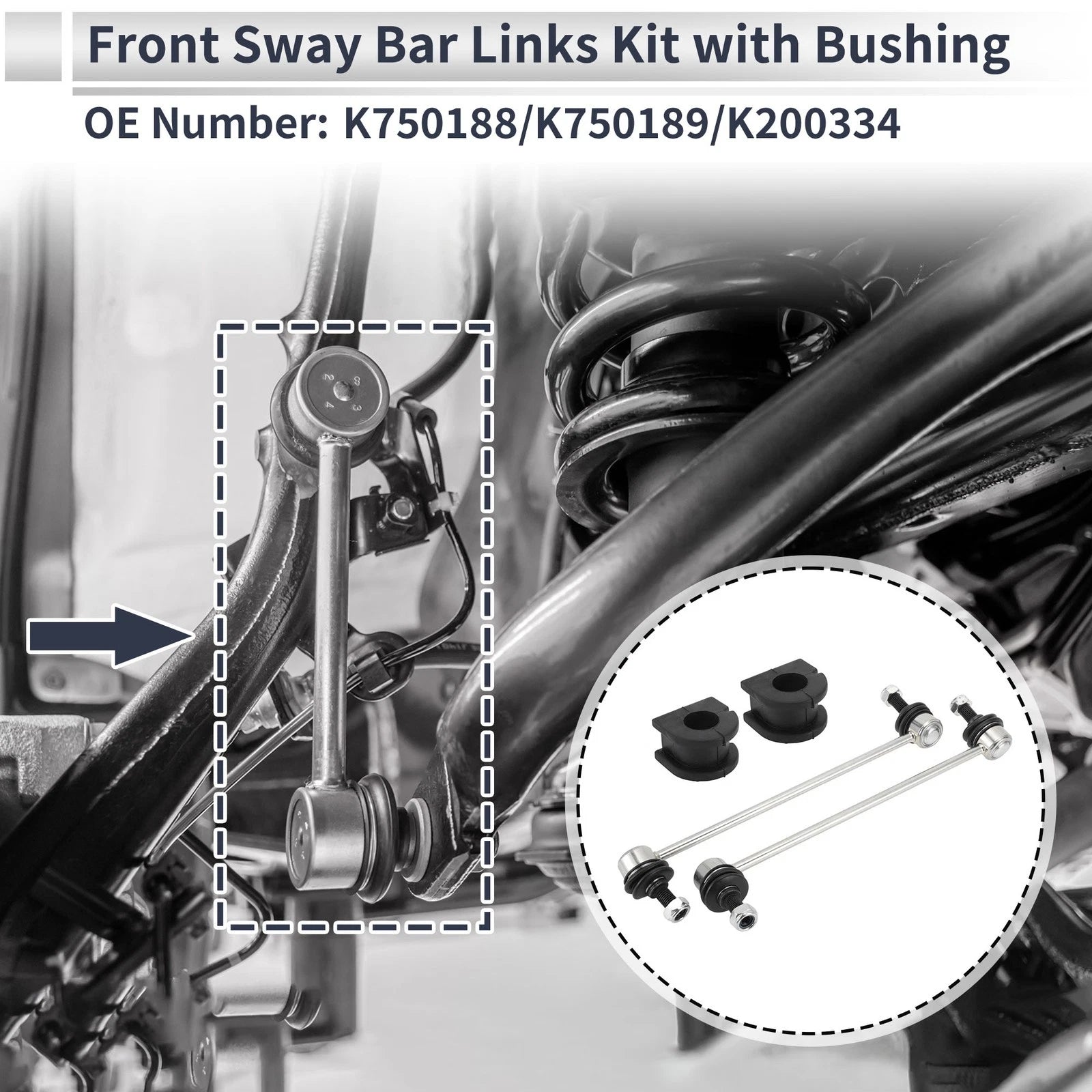 Front Stabilizer Bar Links with 2 Pcs Bushing for GMC Terrain (2010–2012)