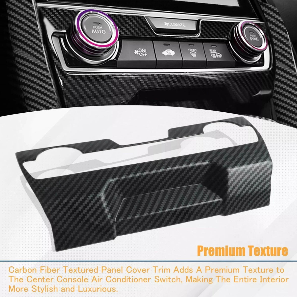 Inner Central Console AC Switch Panel Cover Trim for Honda Civic (2016–2021)