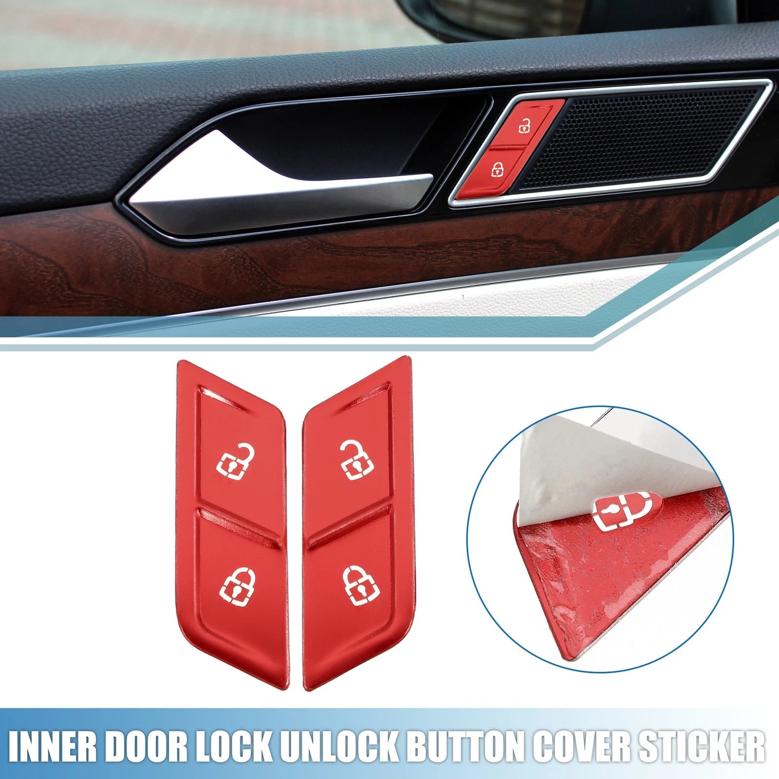 2 Piece Inner Door Lock Unlock Button Cover for Volkswagen (2005–2015)