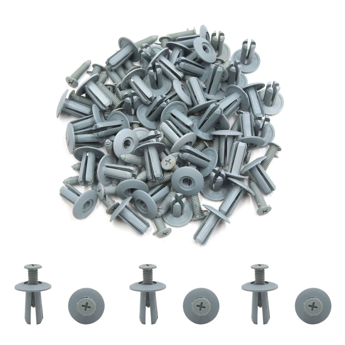 50Pcs Gray Plastic Rivets for Trunk Door Bumper (8mm)