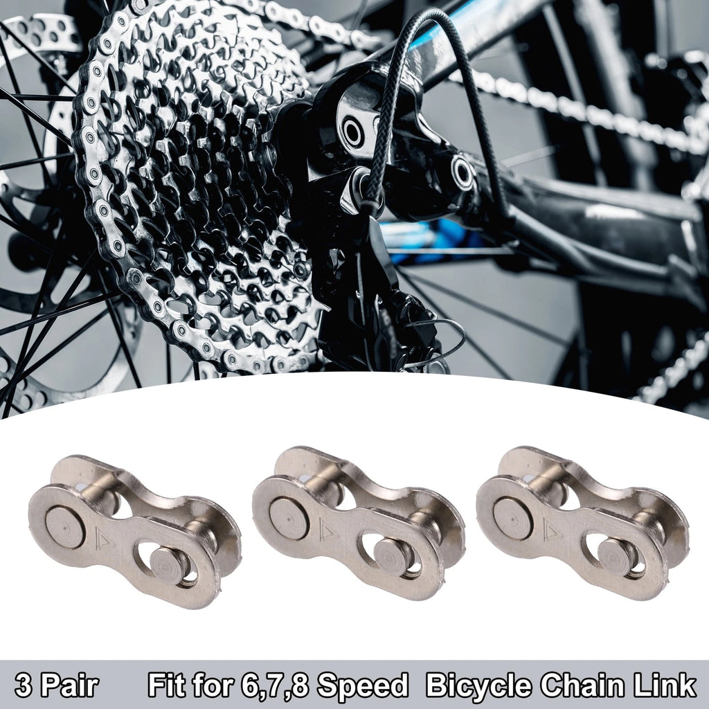 Chain Master Link Connectors 3 Pair 6 7 8 Speed Silver Tone for Bike Bicycle (—)