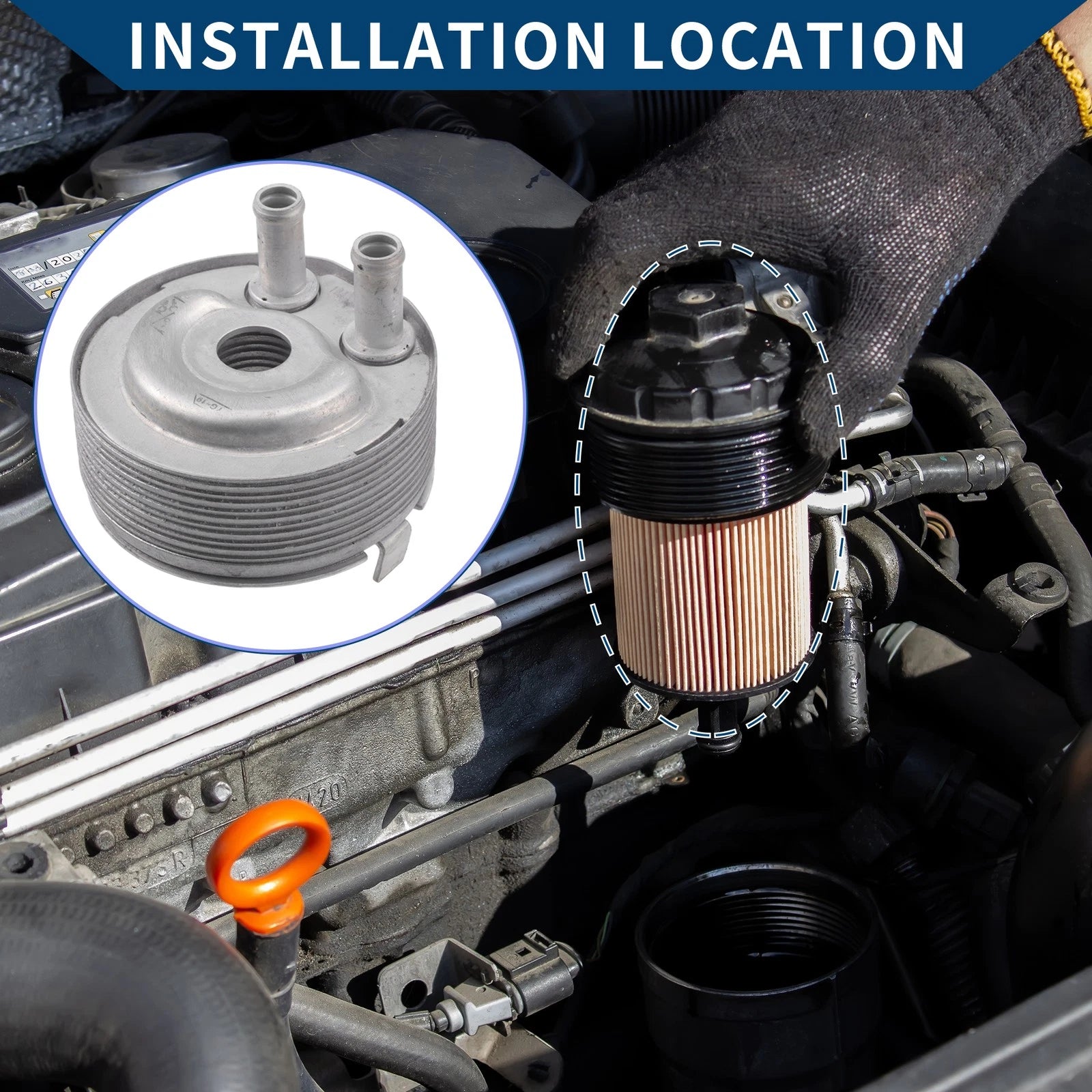 Engine Oil Cooler with Seals Replacement for Ford Fusion (2013–2016)