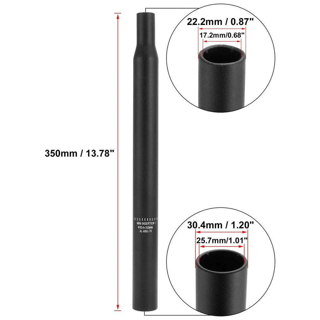 Bicycle Seat Post Aluminum Alloy Replacement for 30.4x350mm (Black)