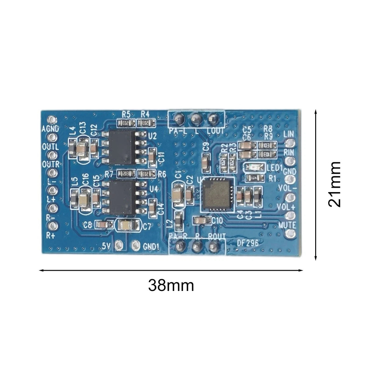 Mute Button 3W Stereo Amp Board for (0 to -79dB Attenuation)