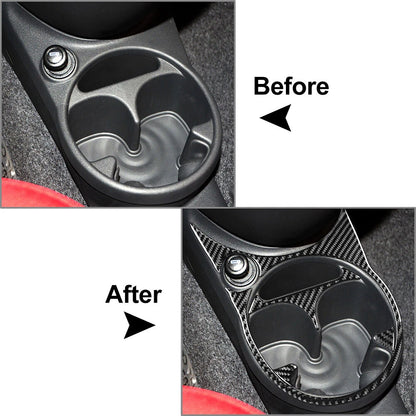 Carbon Fiber Cup Holder Panel Cover for Fiat 500 (2012–2015)